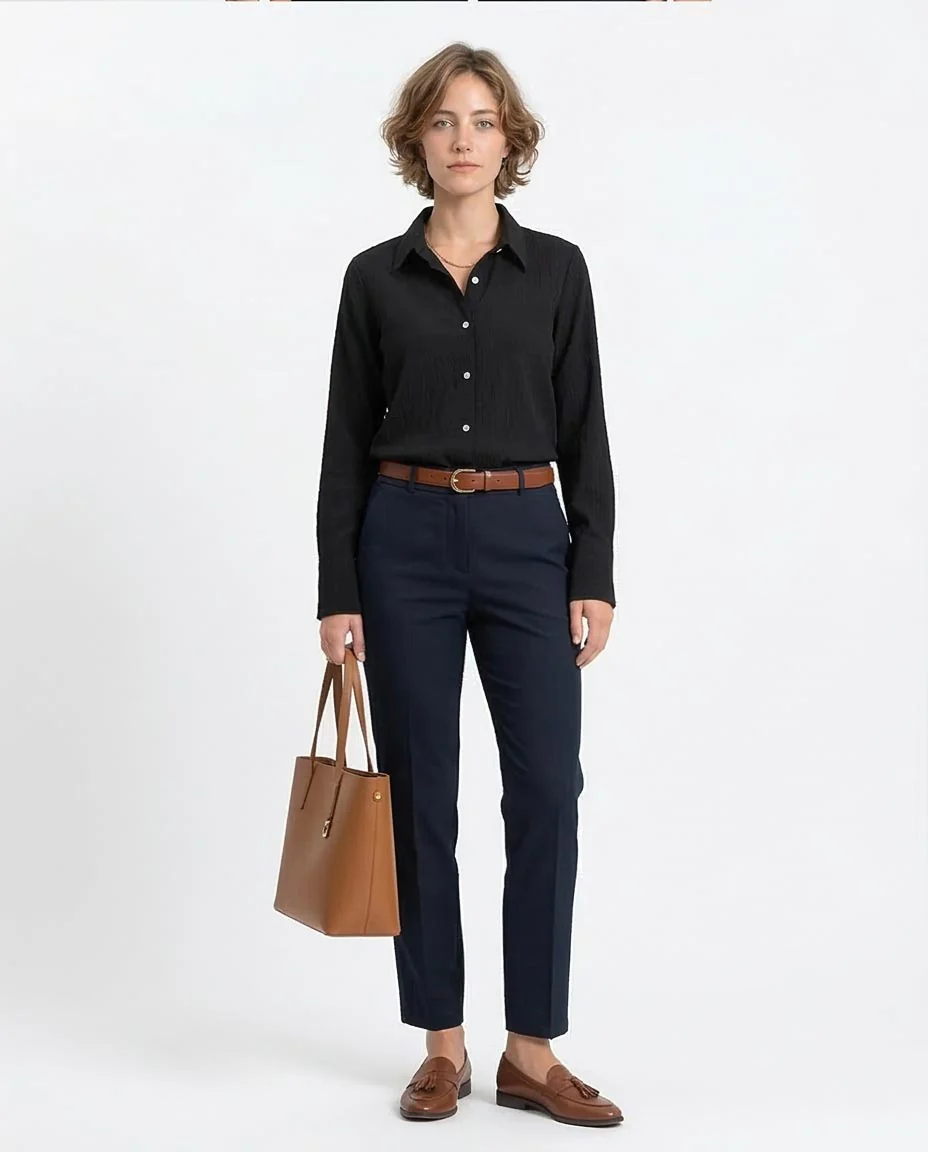 Ravin Women’s Crinkle-Textured Button-Down Shirt – Black - R208127 - Image 3