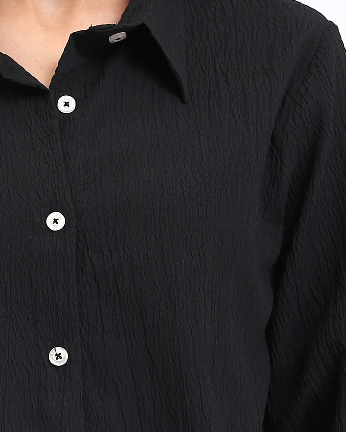 Ravin Women’s Crinkle-Textured Button-Down Shirt – Black - R208127 - Image 4