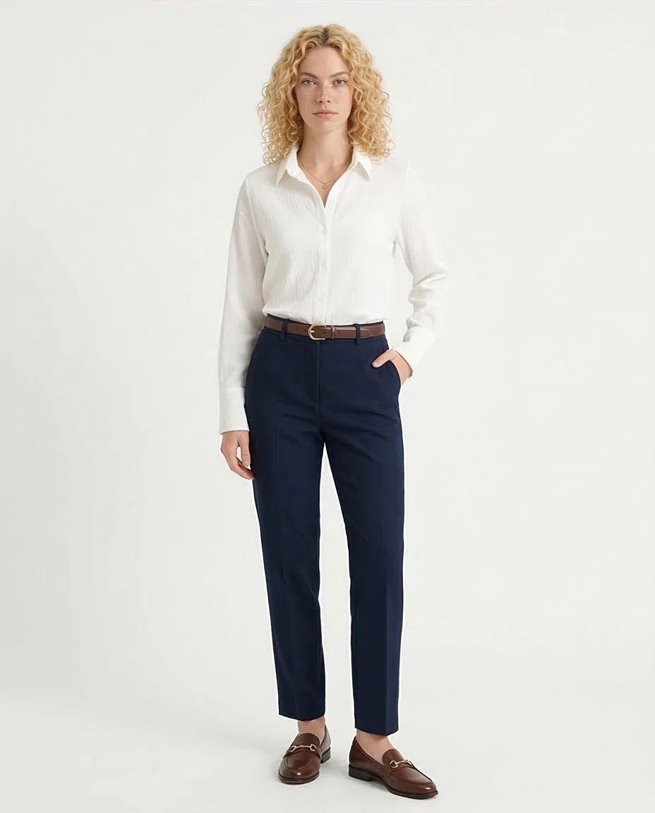 Ravin Women’s White Plissé Long-Sleeve Button-Down Shirt - R208128 - Image 3