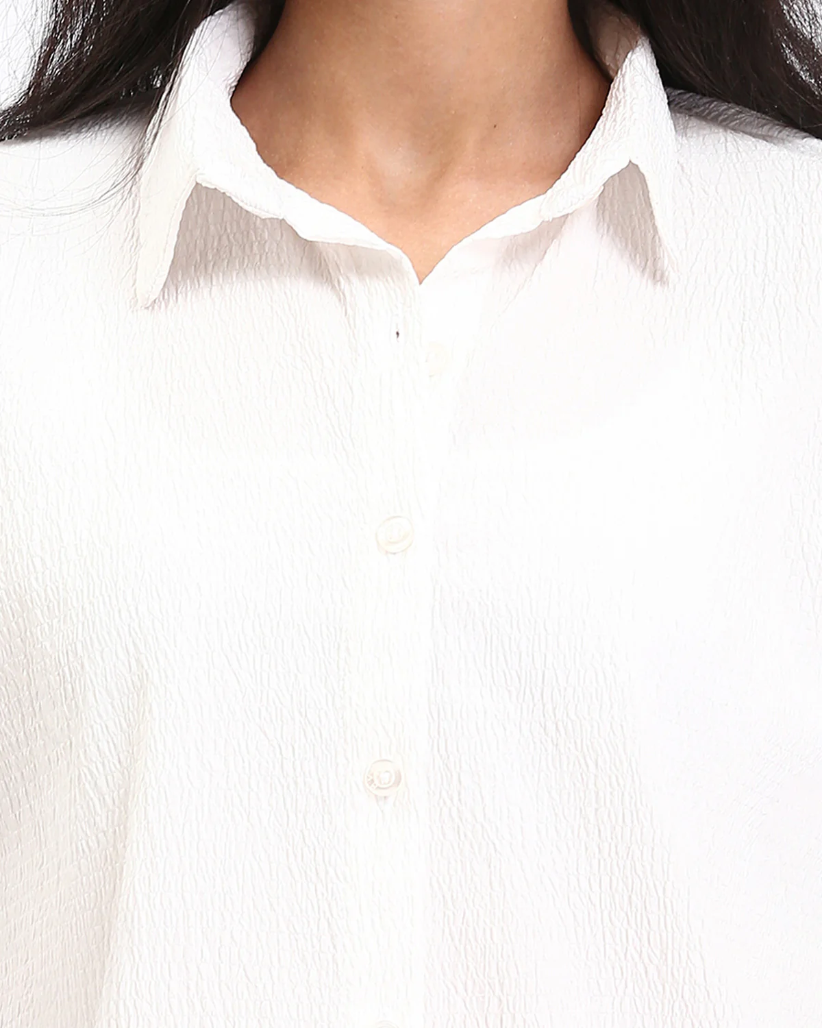 Ravin Women’s White Plissé Long-Sleeve Button-Down Shirt - R208128 - Image 4