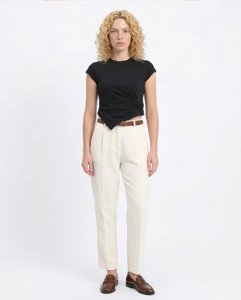 Ravin Asymmetric Knot Detail Cap Sleeve Baby Tee – Black -R208133 - Image 3