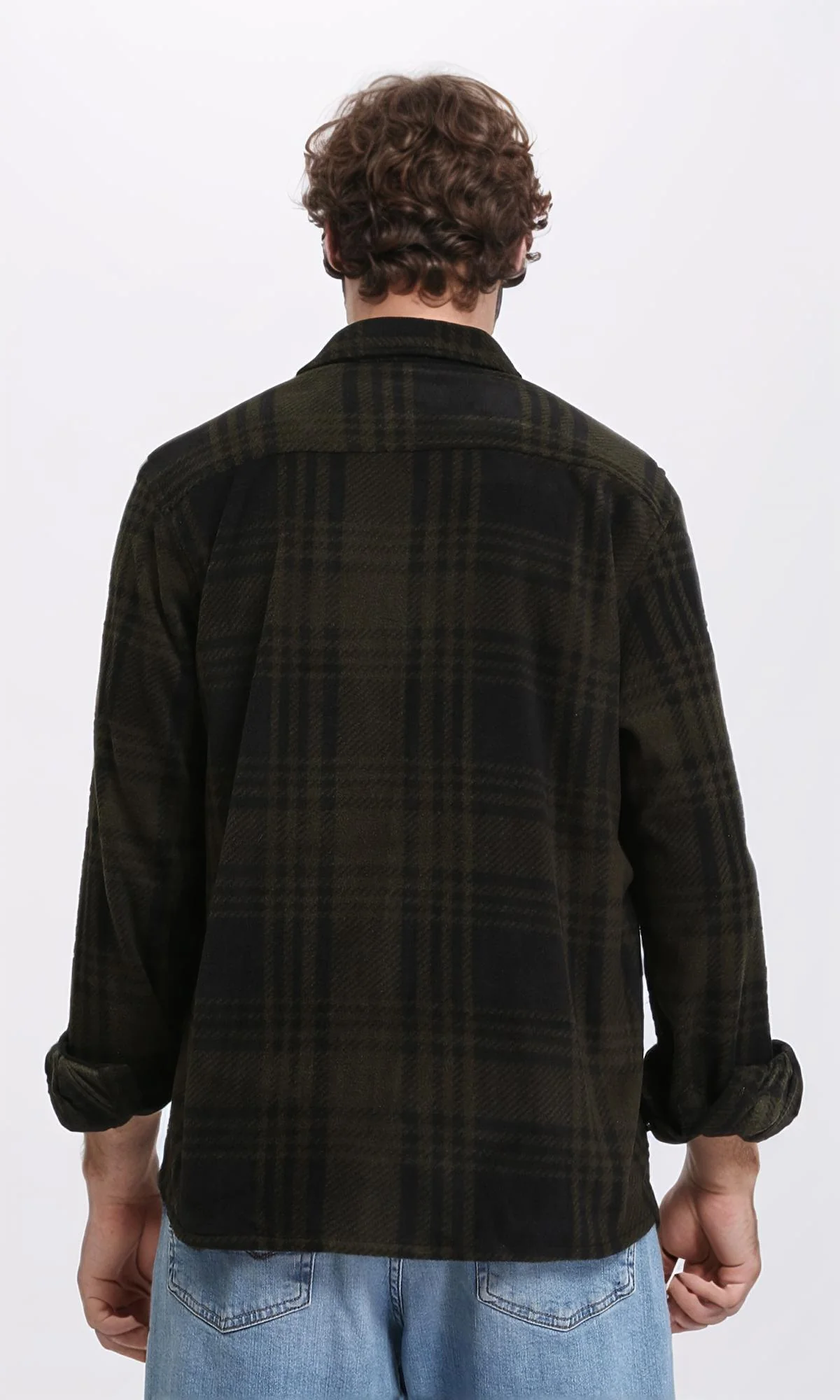 R208154 - Tartan Shirt with Classic Collar - Black & Dark Olive - Image 2
