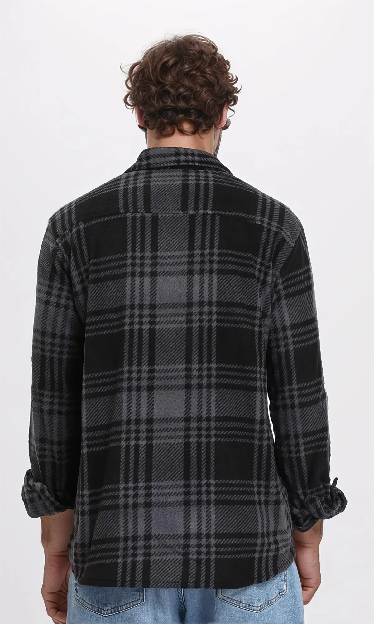 R208156 - Tartan Shirt with Classic Collar - Black & Dark Grey - Image 2