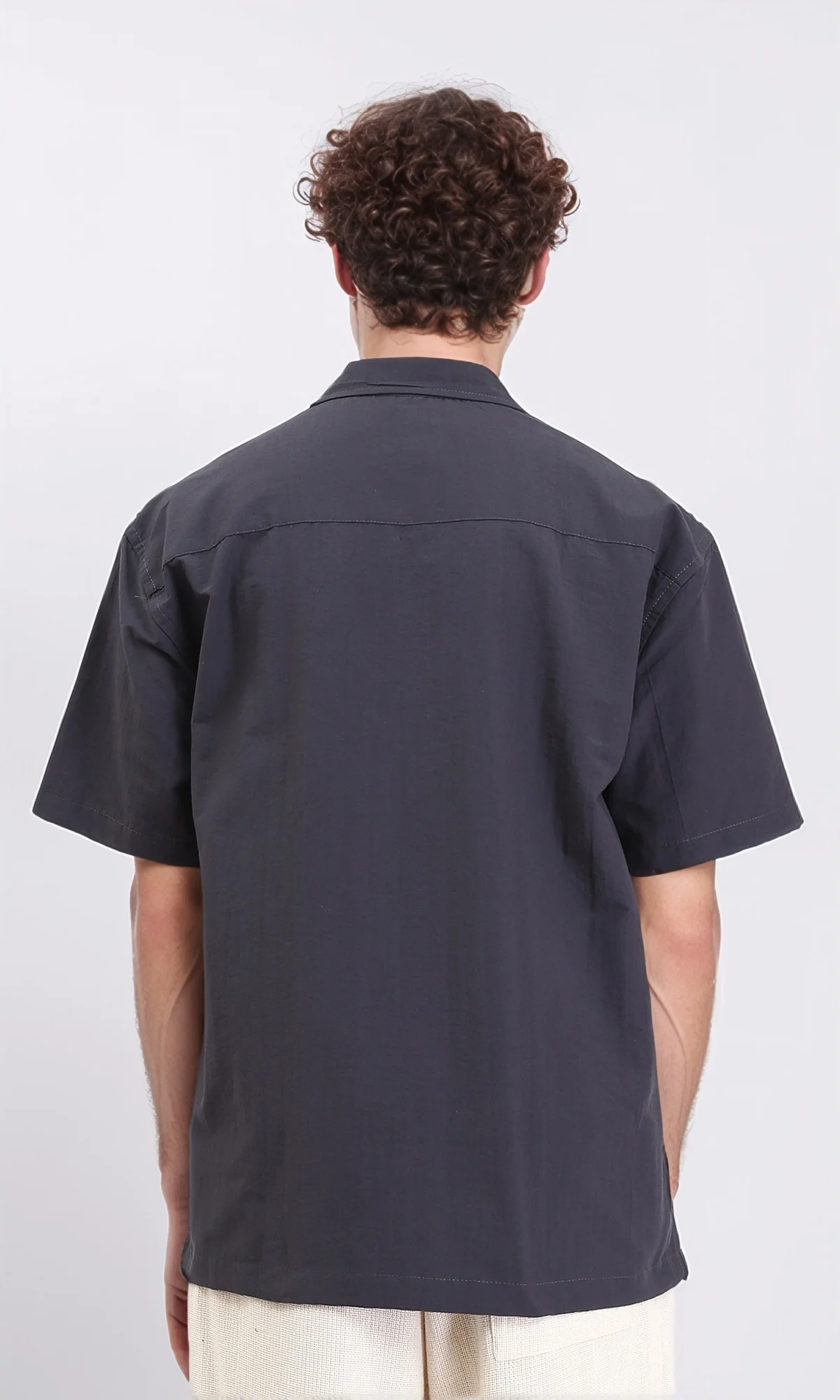 R208160 - Elbow Sleeves Shirt with Front Pockets - Dark Grey - Image 2