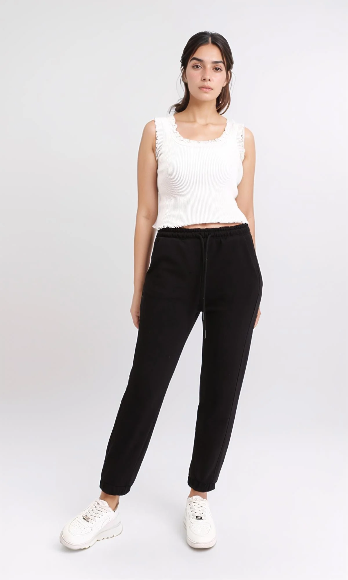 R208175 - Solid Cotton Slip On Sweatpants - Black - Image 5