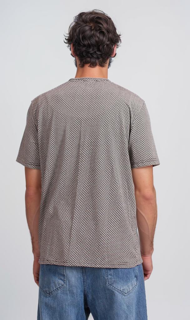 R208449 - Jacquard Patterned T-Shirt - Brown - Image 2