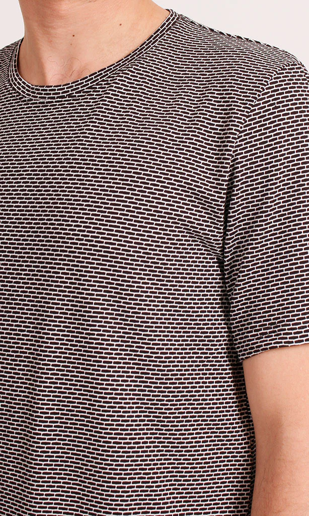R208449 - Jacquard Patterned T-Shirt - Brown - Image 3