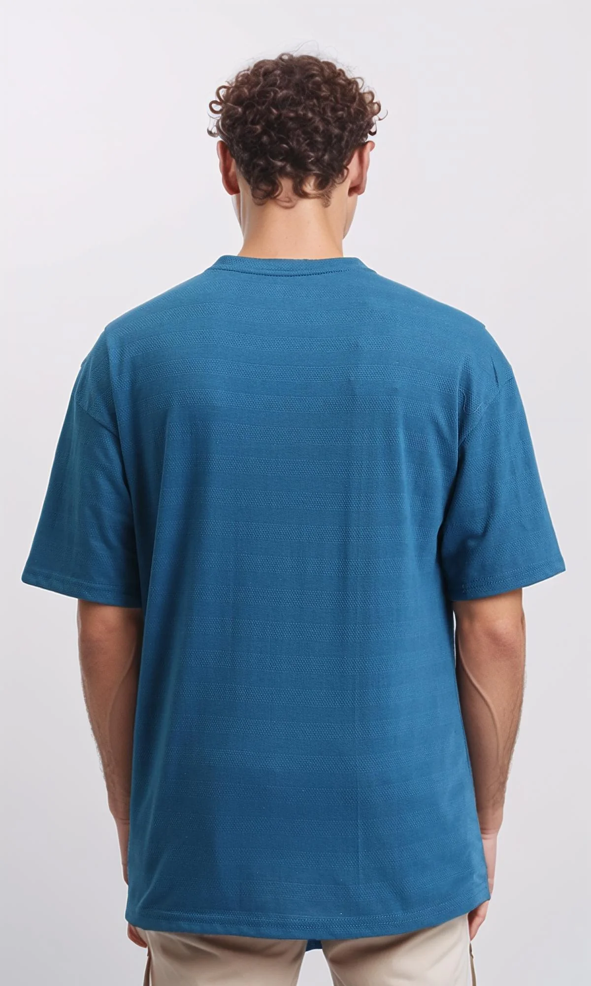 R208459 - Self Striped Regular Short Sleeves Tee - Petroleum - Image 2