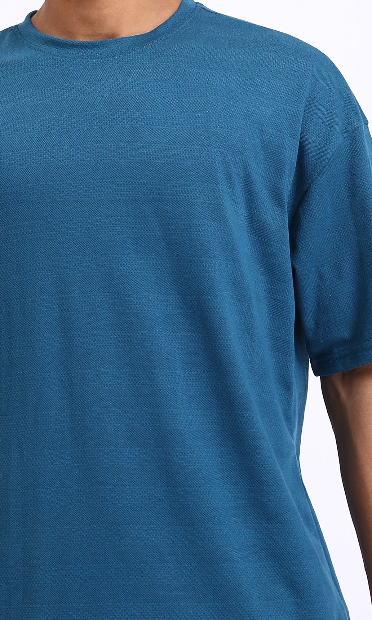 R208459 - Self Striped Regular Short Sleeves Tee - Petroleum - Image 3