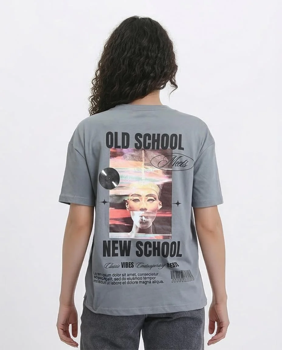 Ravin "Nefertiti: Every Groove" Oversized Graphic Tee - Slate Grey - R208497 - Image 2