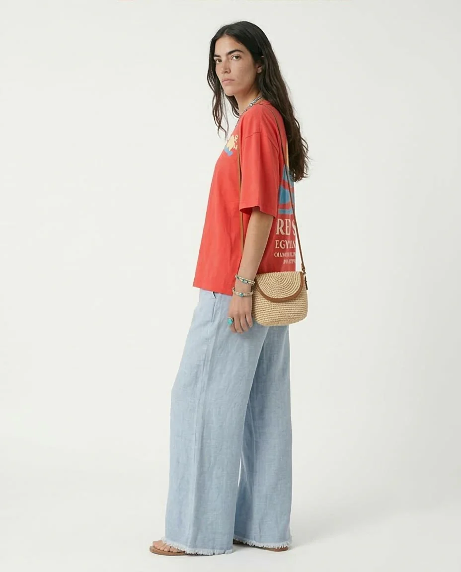 Ravin | Red Sea "Egyptian Bay" Oversized Graphic Tee - Coral Red - R208505 - Image 5