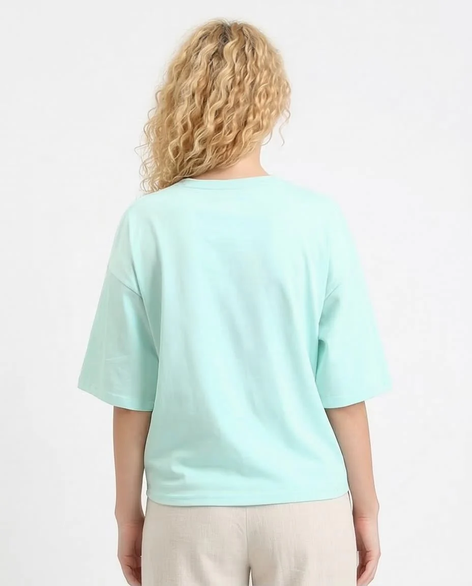 Ravin Women’s "Presence" Celestial Graphic Oversized T-Shirt – Mint Aqua - R208506 - Image 2