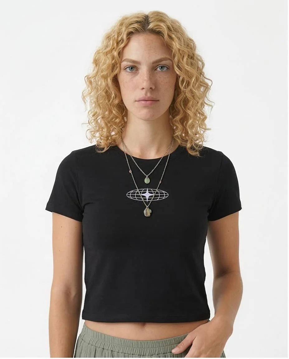 Ravin Butterfly Aura Graphic Baby Tee - Black - R208508