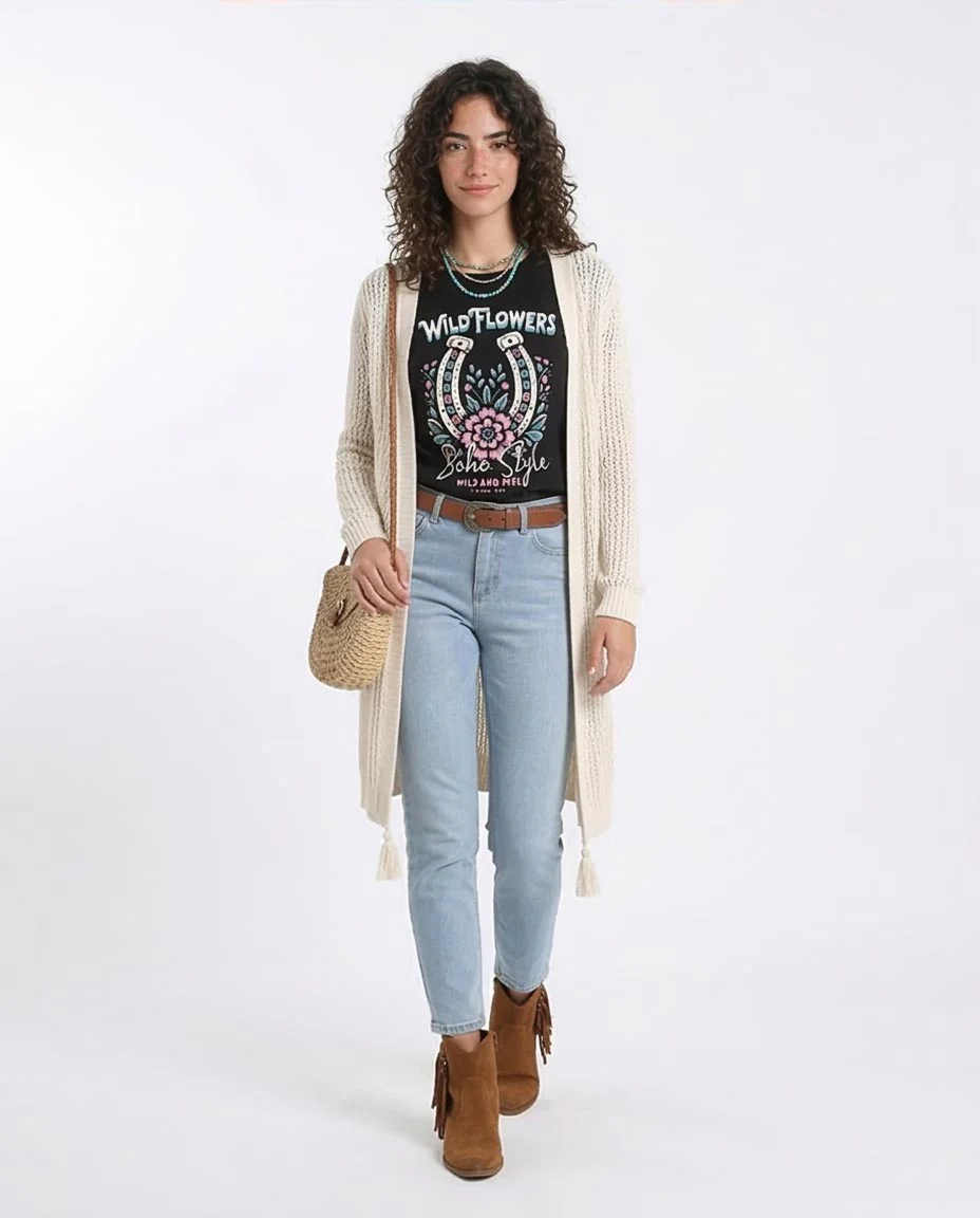 Ravin Women's Wild Flowers Horseshoe Graphic T-Shirt - Black - R208509 - Image 3
