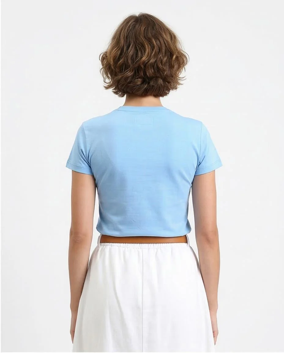 Ravin Women’s Essential Slim-Fit Cropped Tee – Sky Blue - R208511 - Image 2