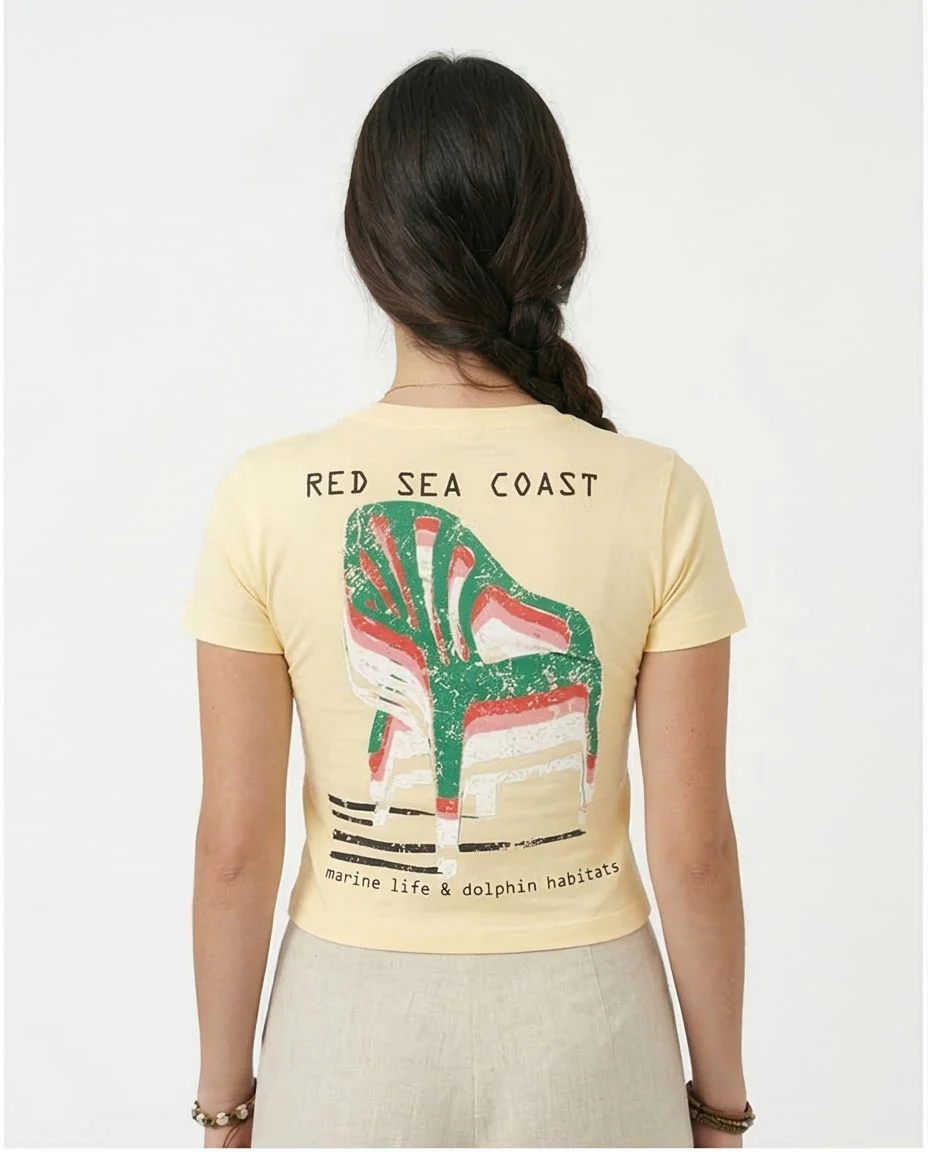 Ravin "Red Sea Coast" 2003 Graphic Baby Tee in Cream - R208512 - Image 2