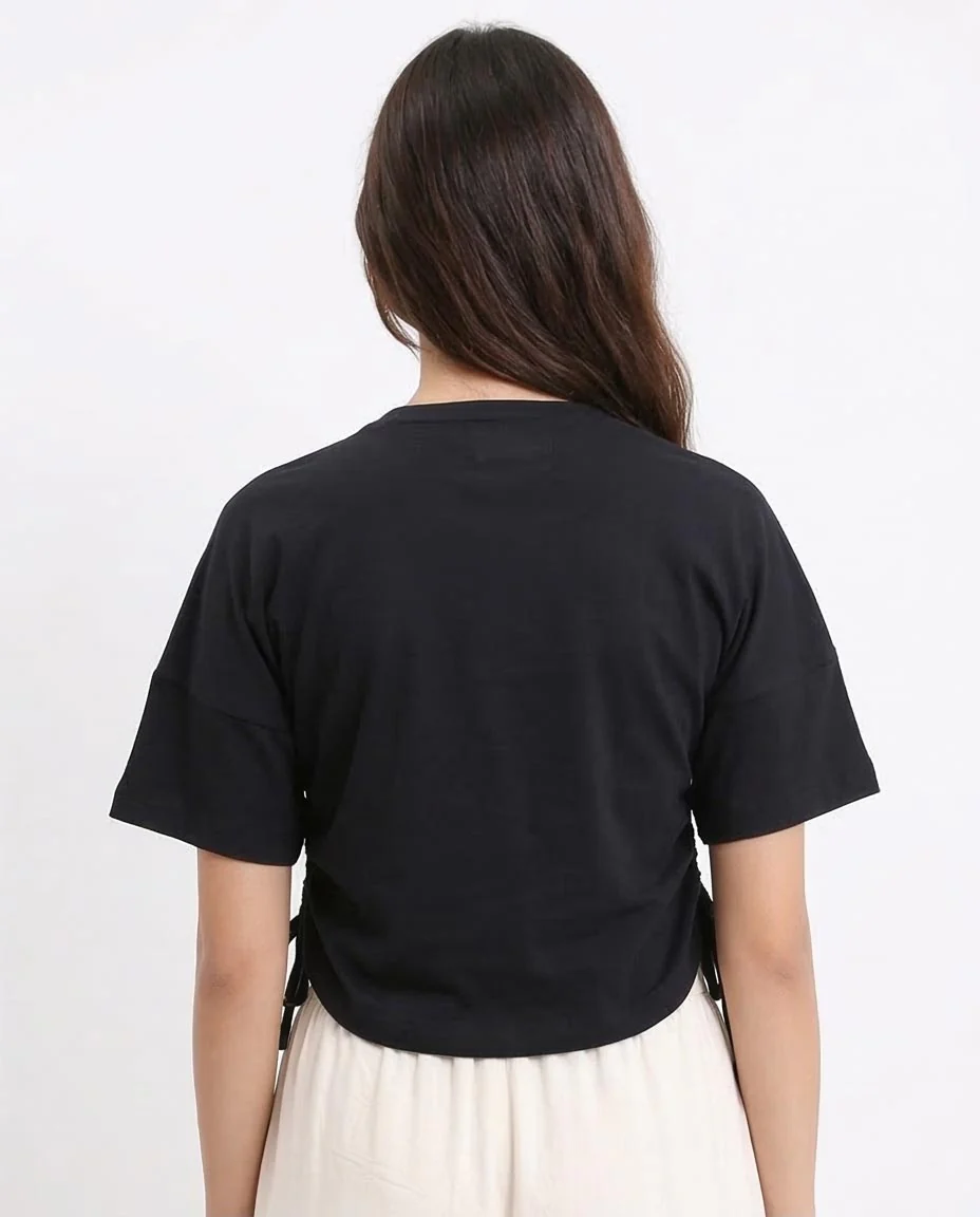 Ravin Women’s Vintage Race Graphic T-Shirt with Adjustable Cinched Sides - Black - R208513 - Image 2