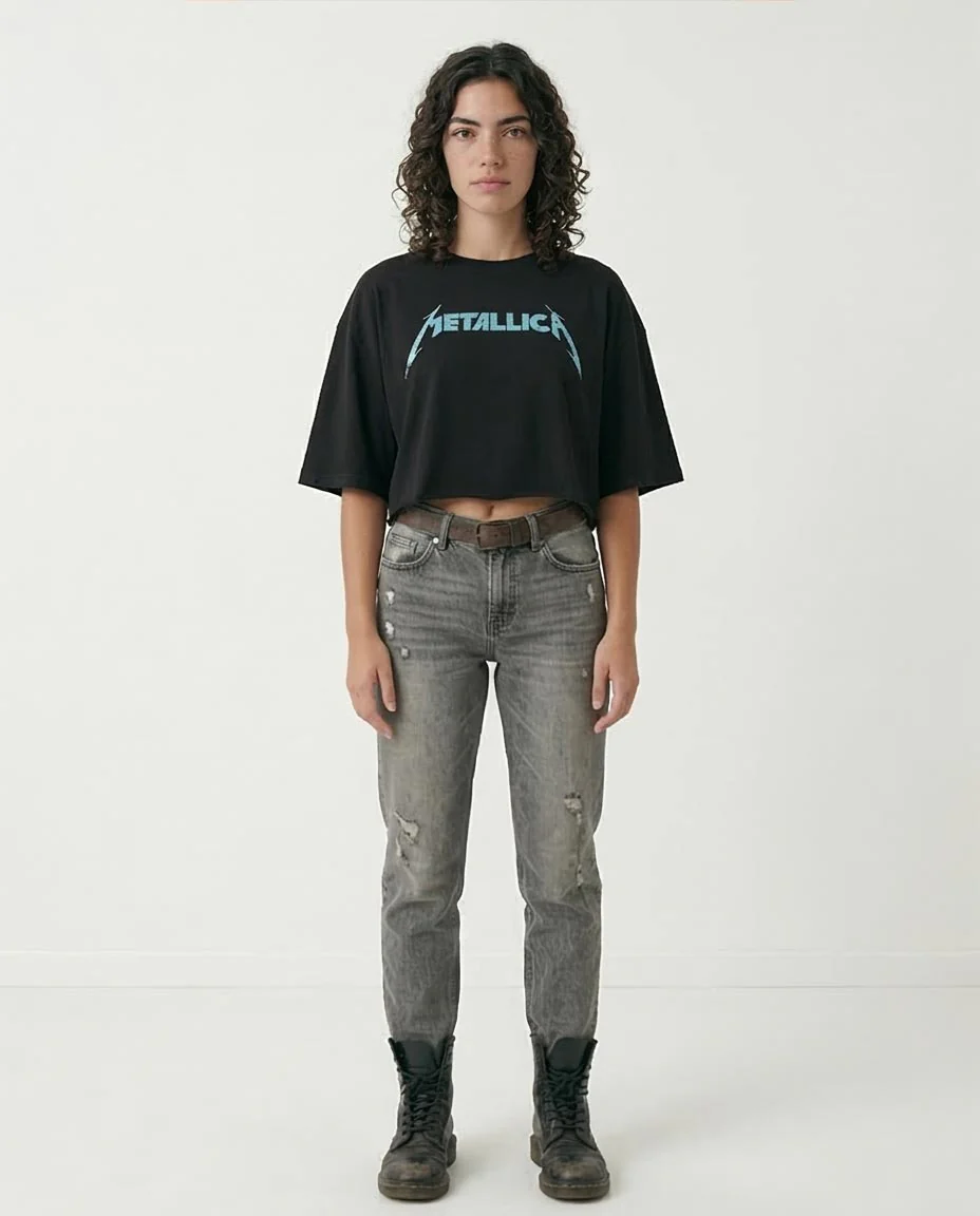 RAVIN Women's Metallica Graphic Cropped T-Shirt - Black - R208514 - Image 3