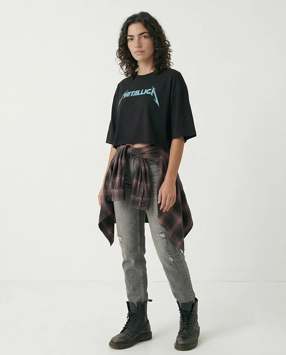 RAVIN Women's Metallica Graphic Cropped T-Shirt - Black - R208514 - Image 5