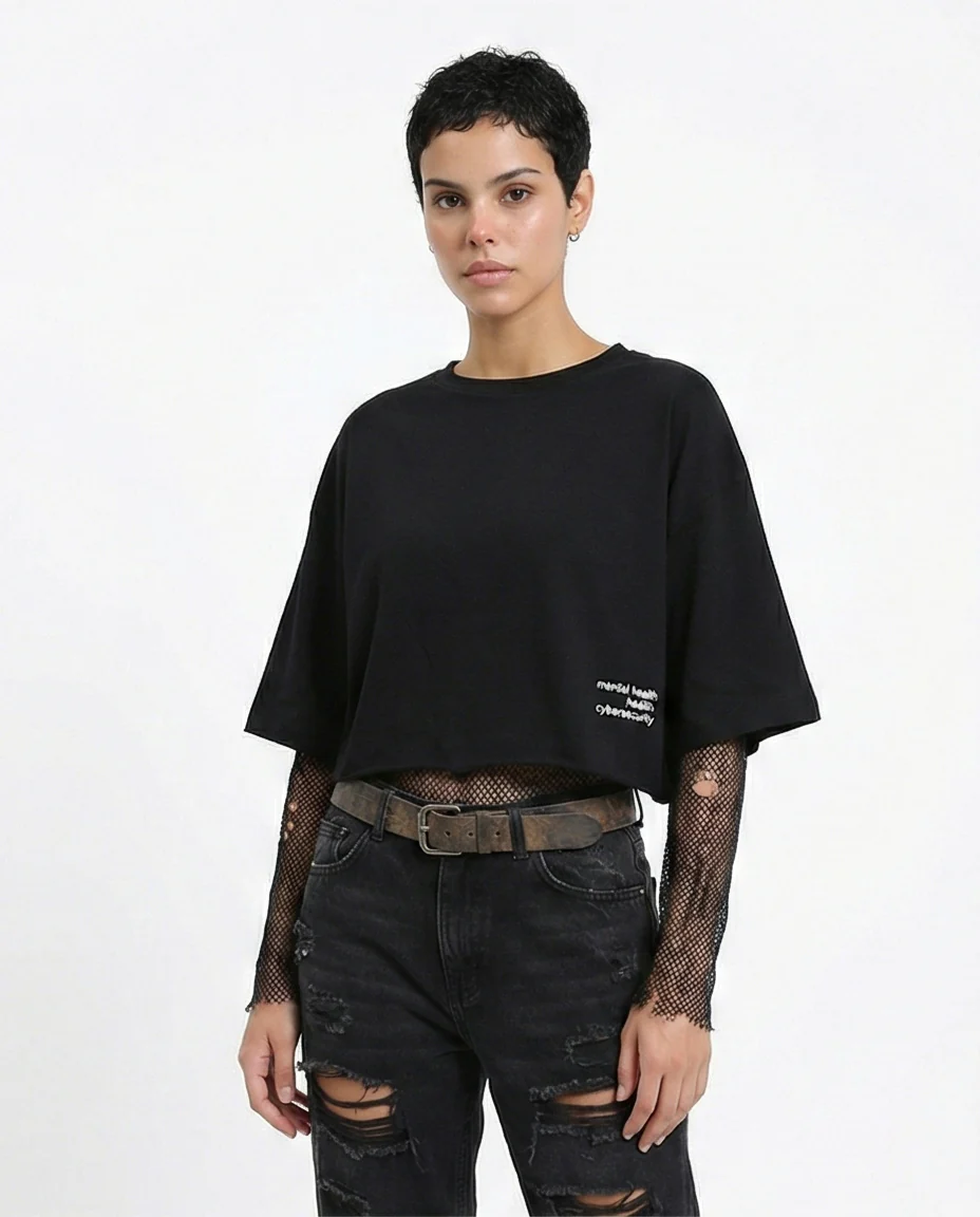 R208515 - Crew Neck Regular Summer Tee - Black