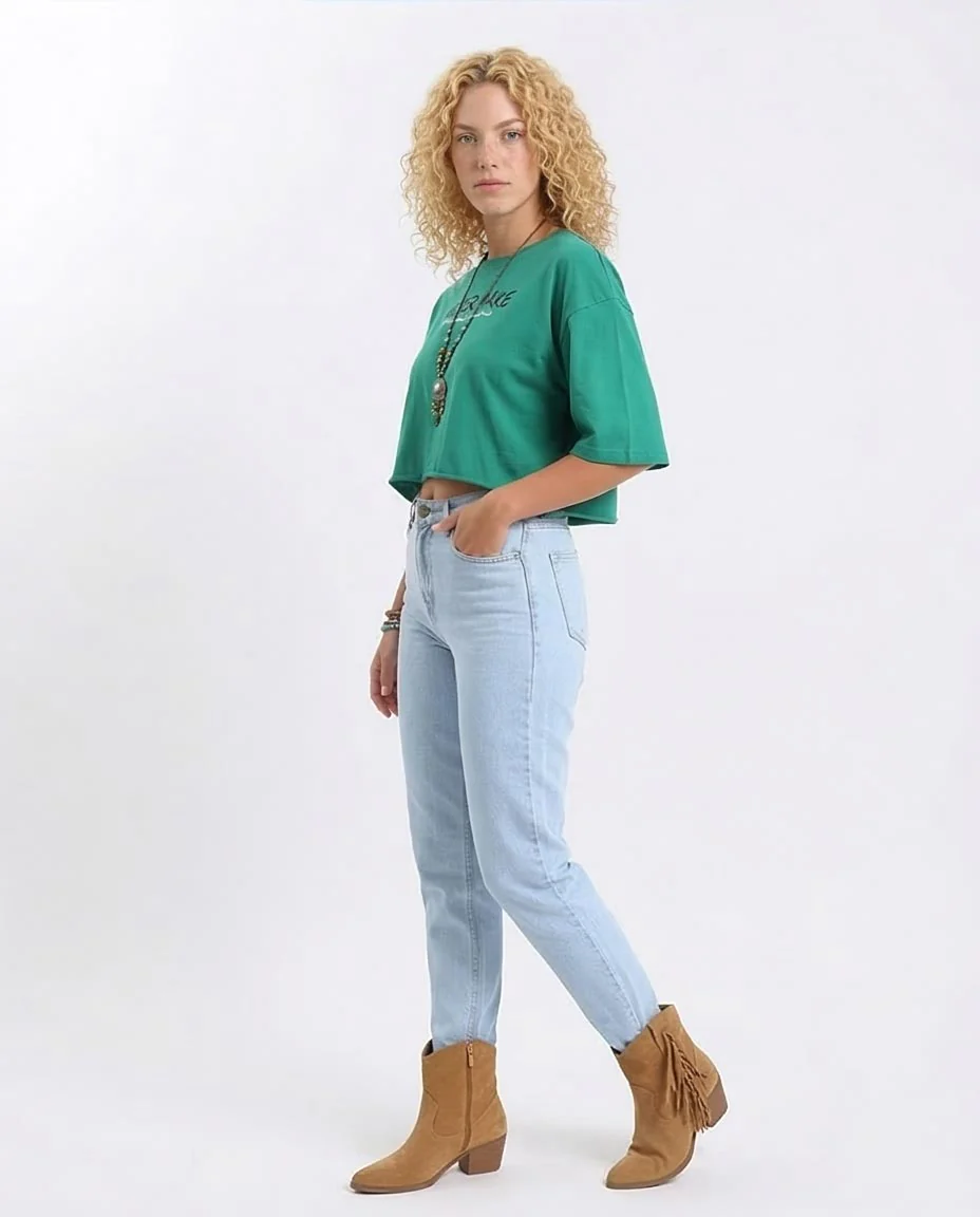Ravin Women's "Never Make" Cropped Graphic Tee – Green - R208516 - Image 5