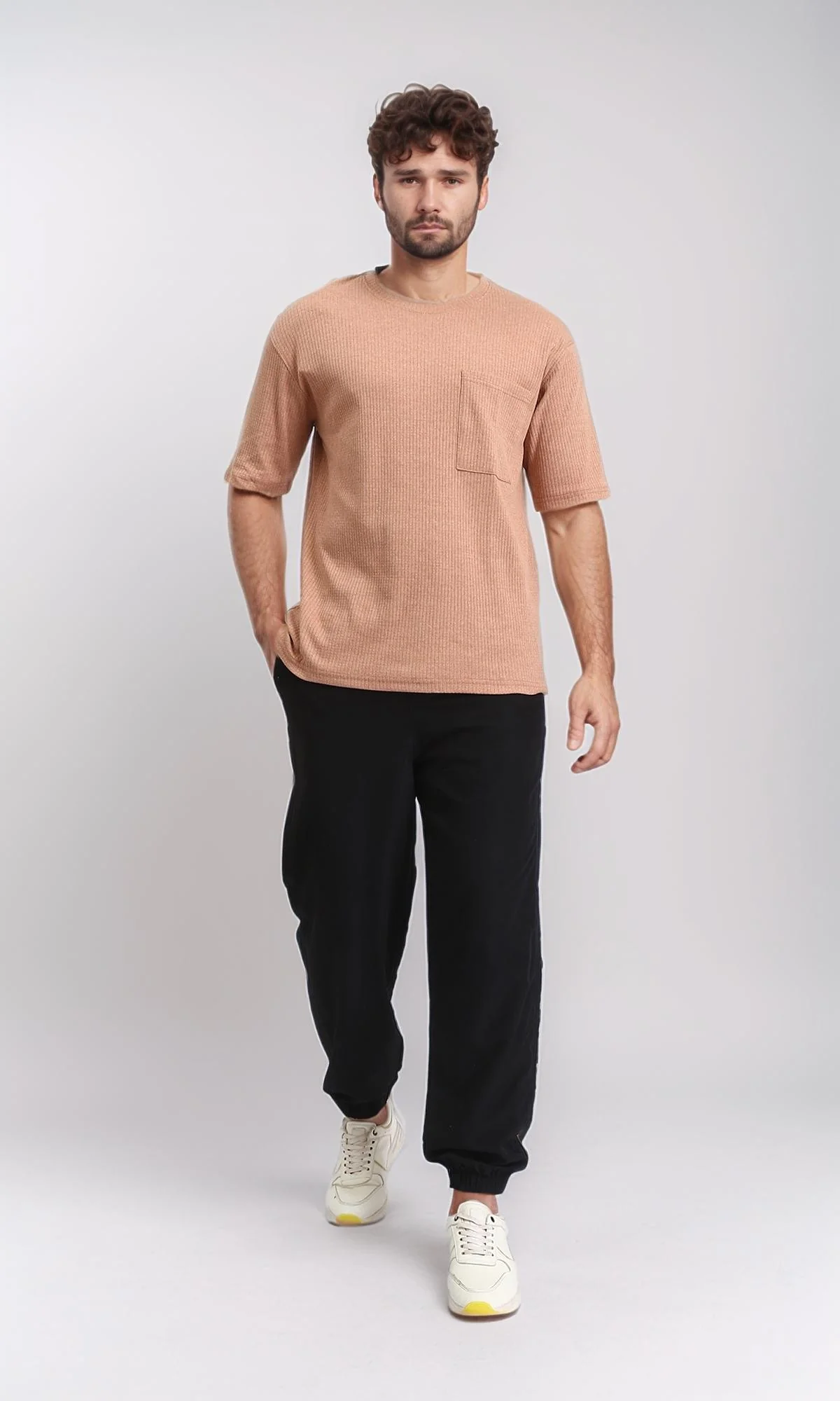 R208540 - Self Pattern Slip On Regular Tee - Brick Orange - Image 4