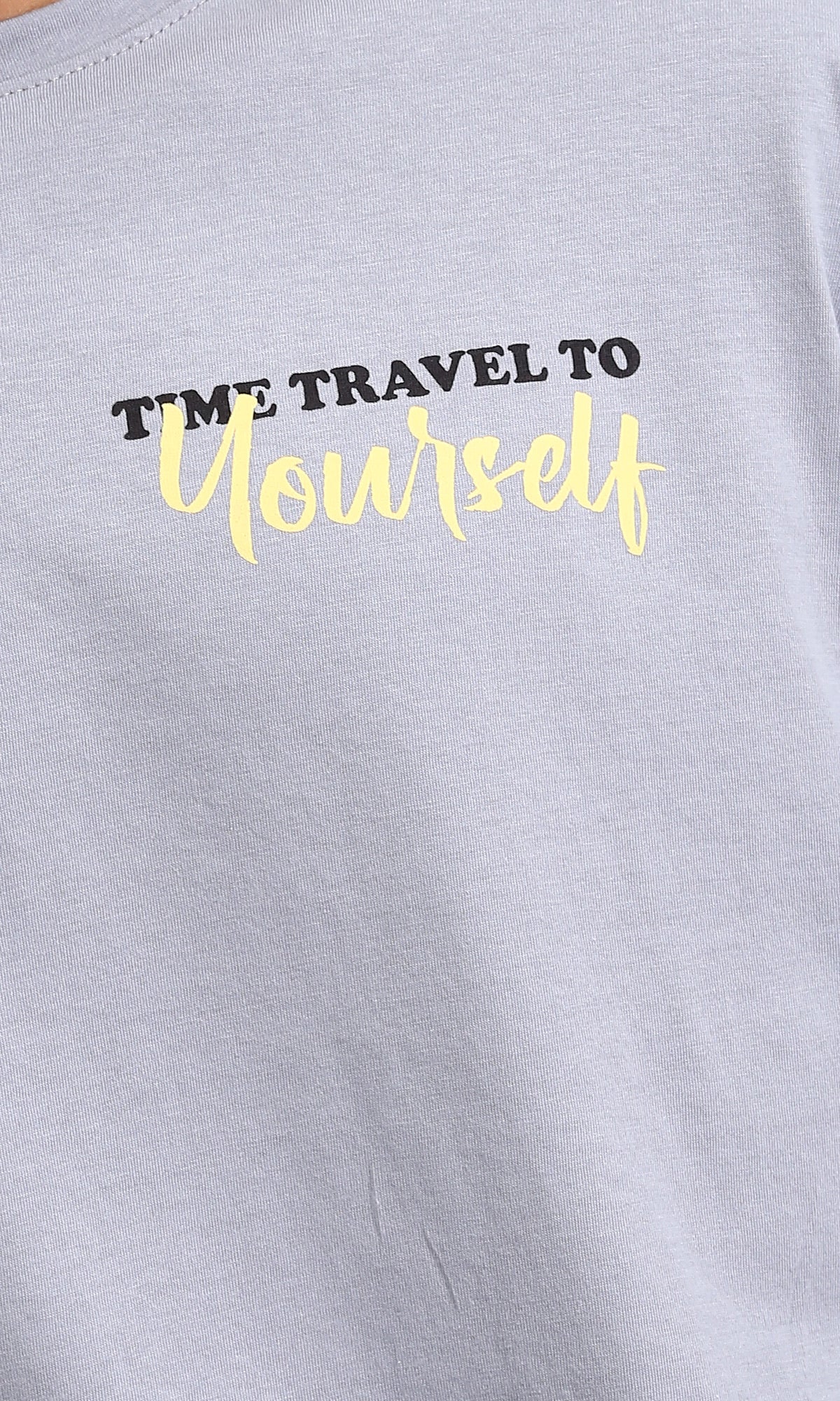 R208559 - Crew Neck Summer Printed Tee - Grey - Image 3