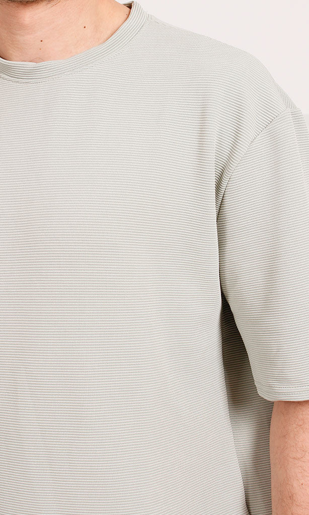 R208563 - Oversized Jacquard T-Shirt - Light Sage - Image 3