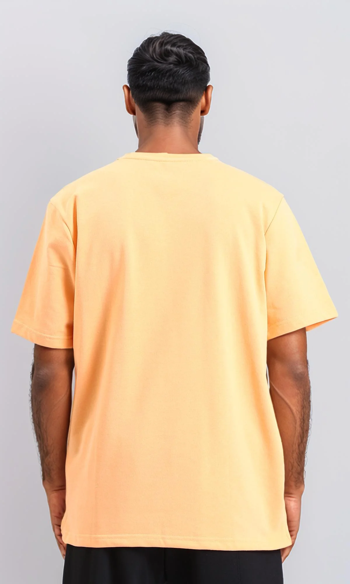 R208567-Loose Printed Cotton Long Tee - Light Orange - Image 3
