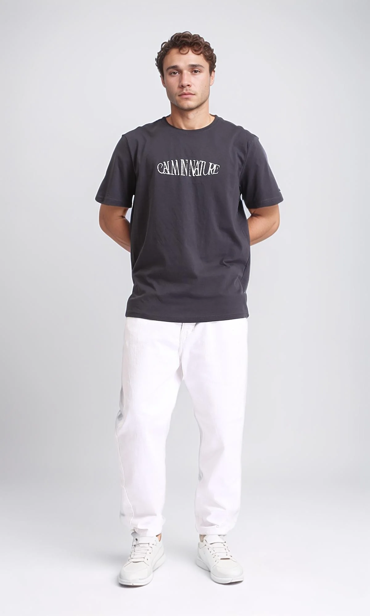 R208574 - Regular Fit Printed Slip On Tee - Dark Grey - Image 5