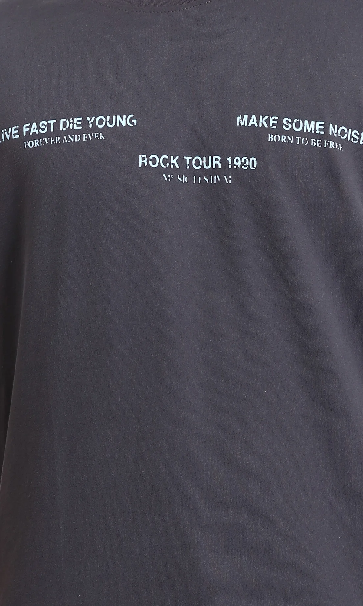 R208575 - Crew Neck Printed Slip On Tee - Dark Grey - Image 3