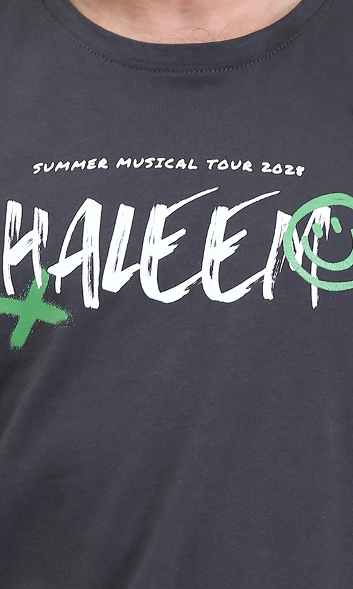 R208579 - "Haleem" Printed Short Sleeves Tee - Dark Grey - Image 3