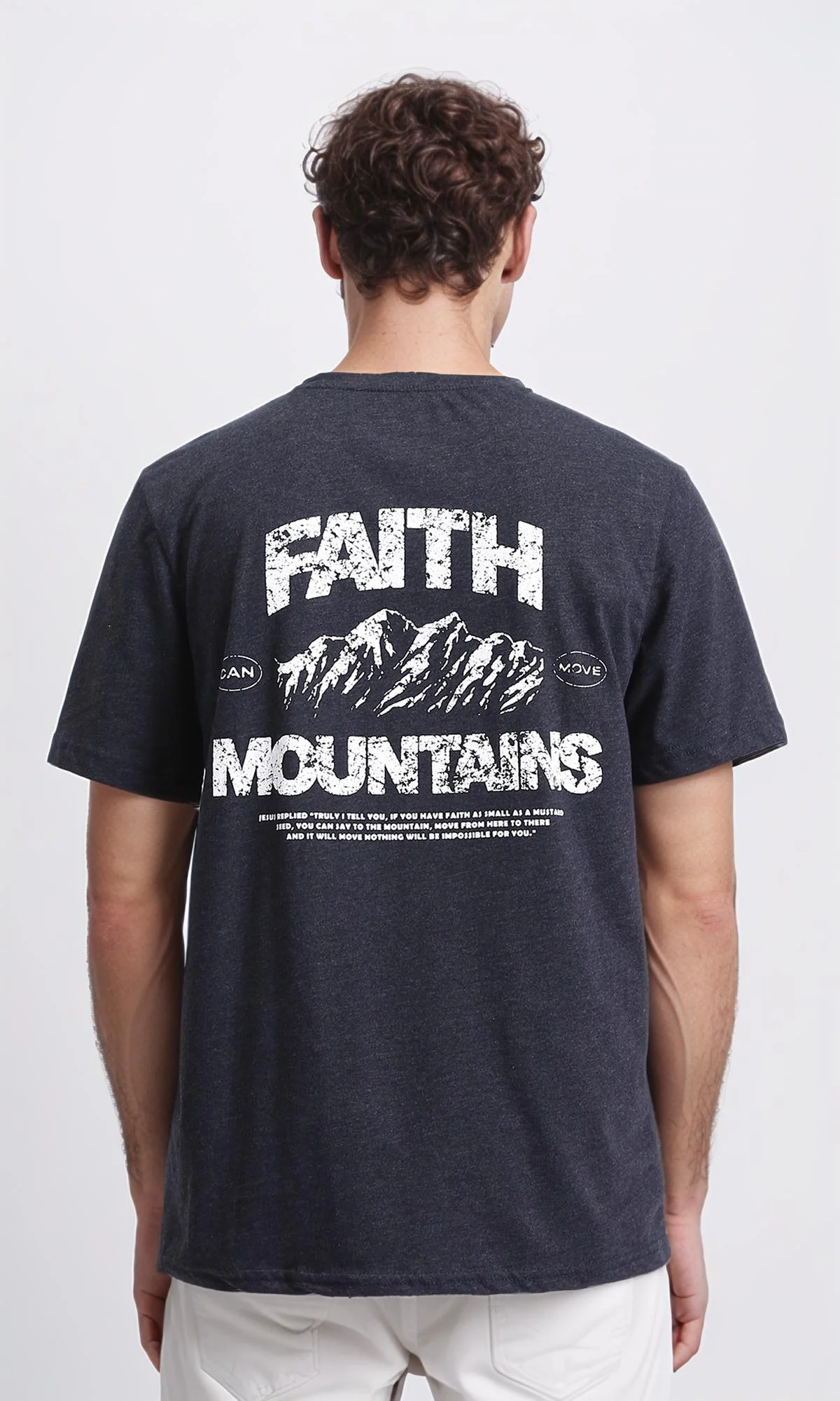 R208580 - "Faith Mountains" Printed Summer Tee - Heather Charcoal - Image 2