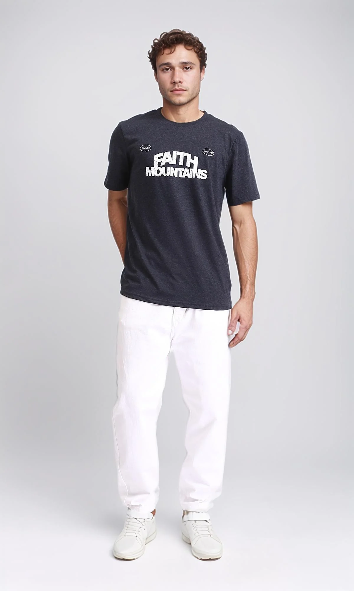R208580 - "Faith Mountains" Printed Summer Tee - Heather Charcoal - Image 4