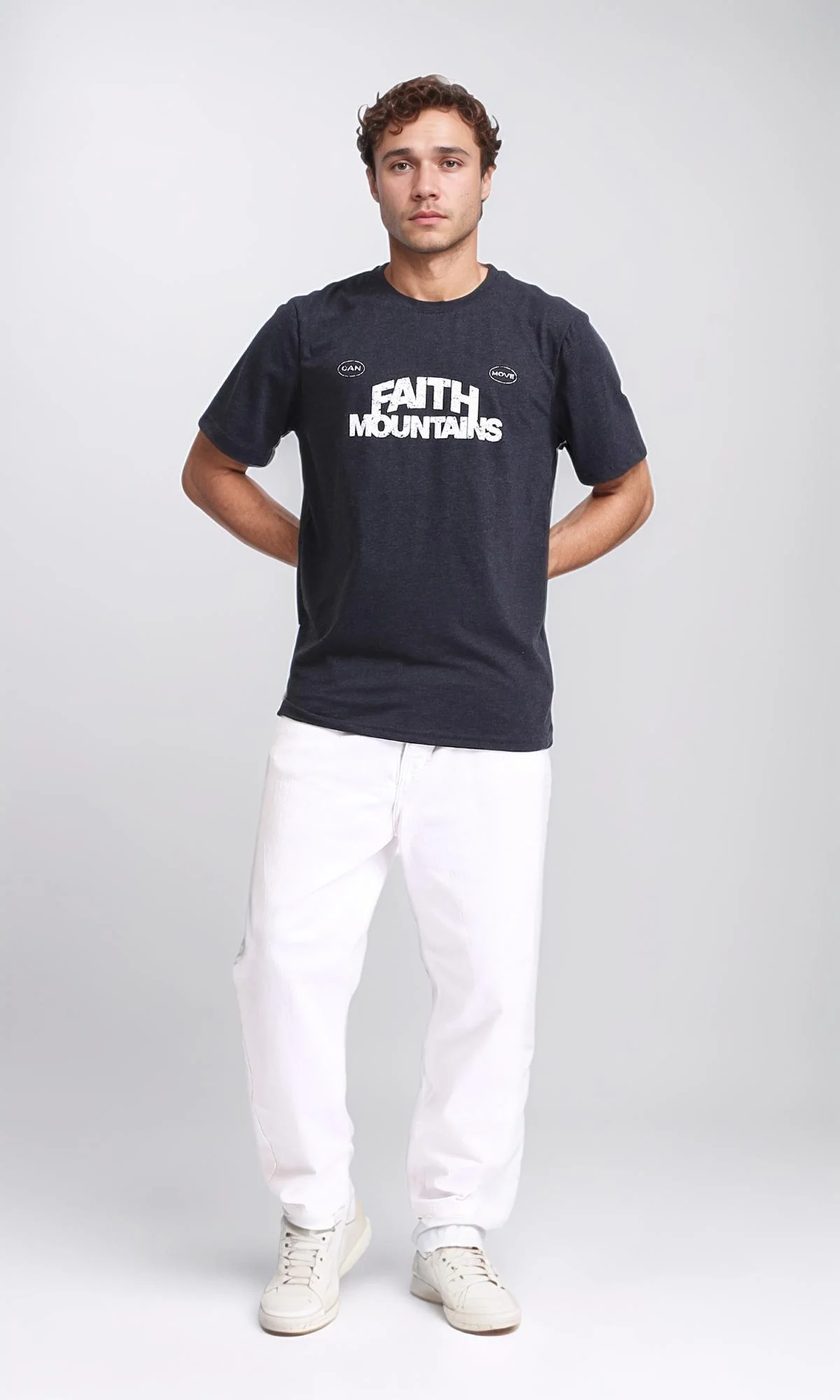 R208580 - "Faith Mountains" Printed Summer Tee - Heather Charcoal - Image 5
