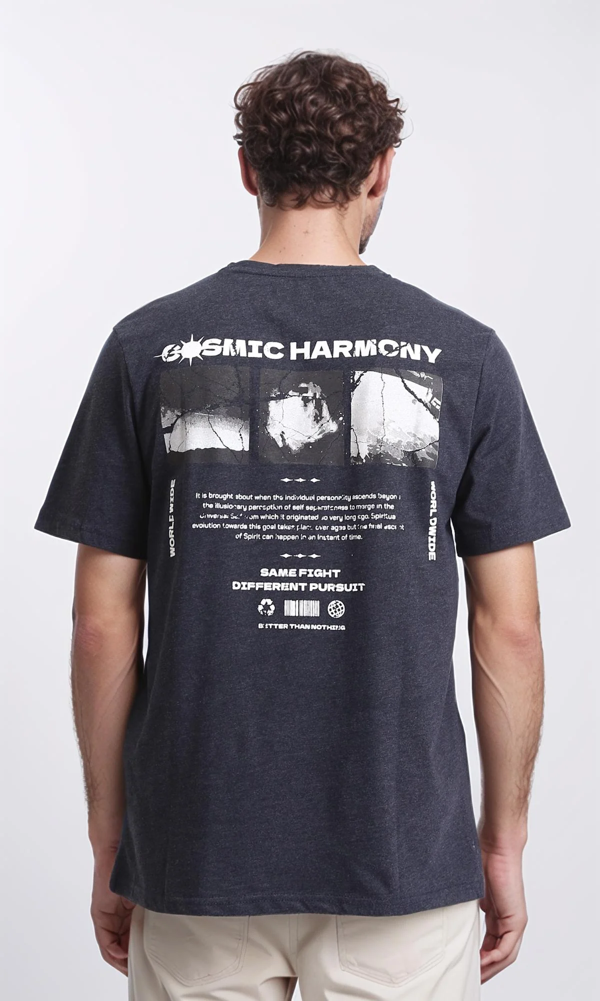 R208582 - Regular Fit Printed Summer Tee - Heather Charcoal - Image 2