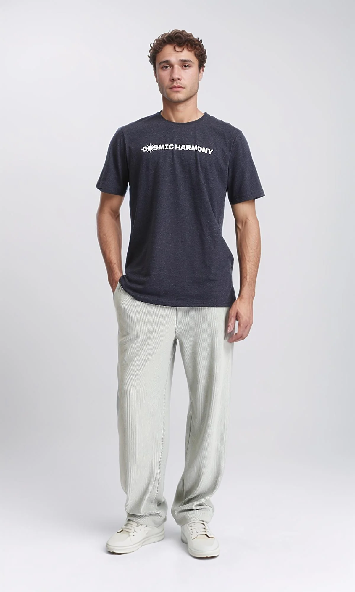 R208582 - Regular Fit Printed Summer Tee - Heather Charcoal - Image 4