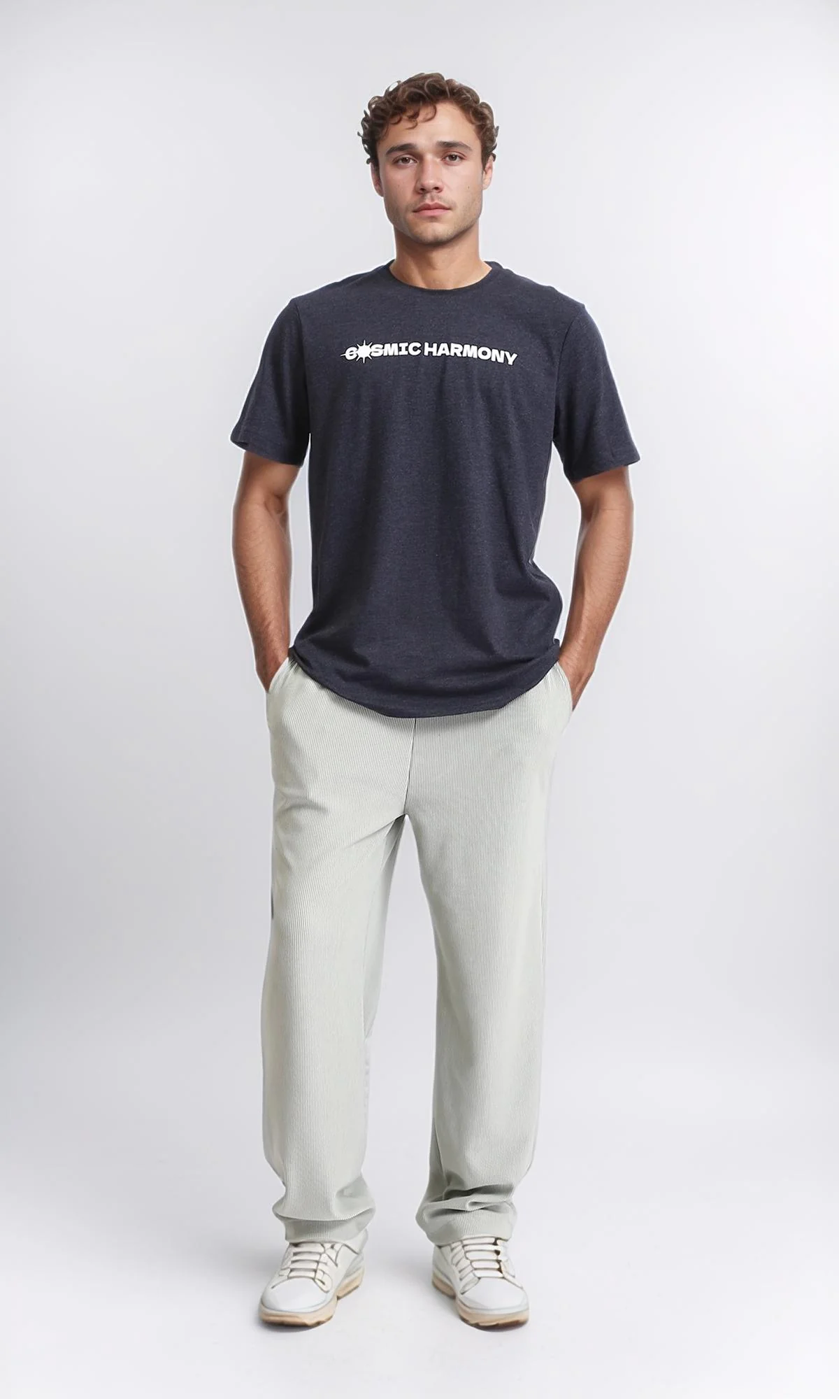 R208582 - Regular Fit Printed Summer Tee - Heather Charcoal - Image 5