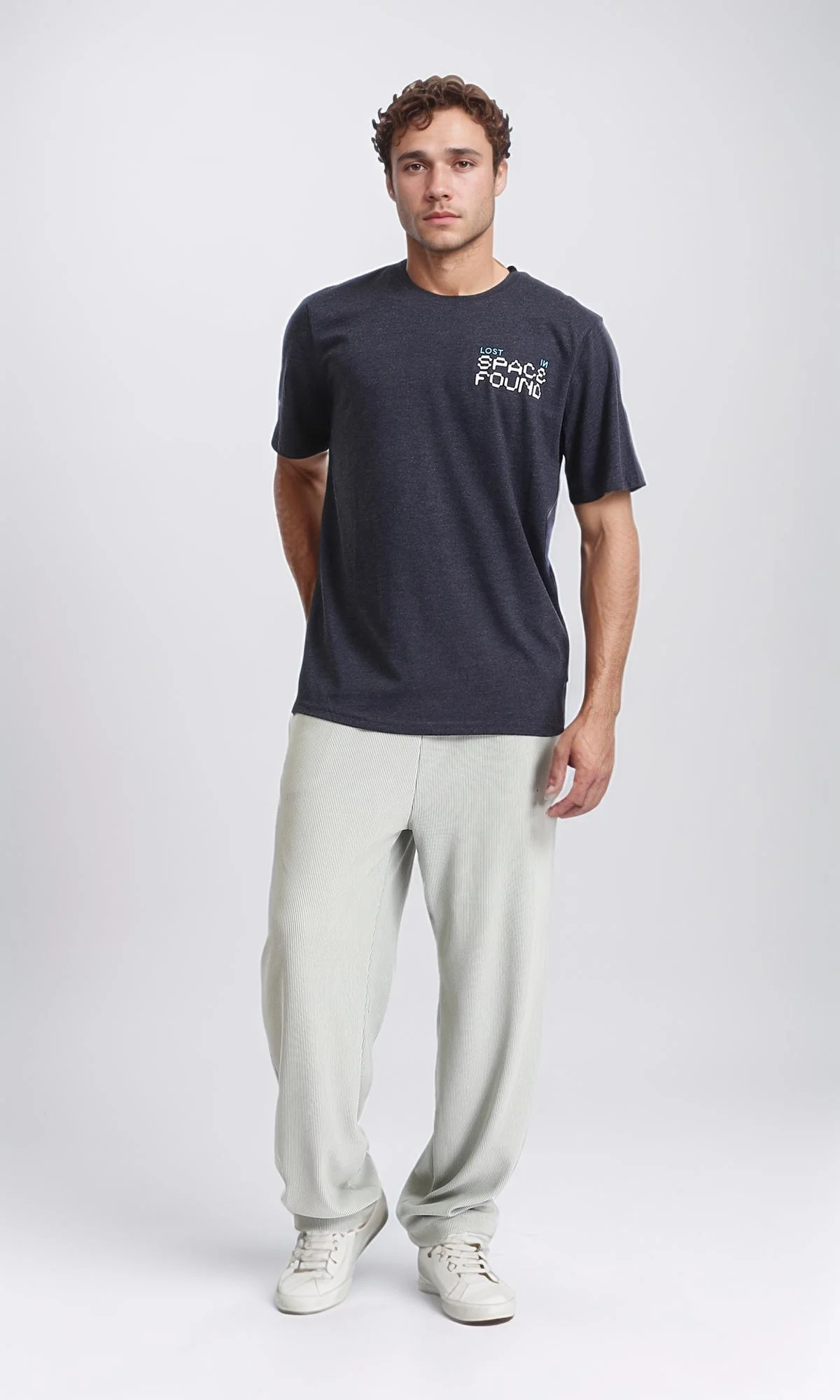 R208583 - Regular Fit Printed Short Sleeves Tee - Heather Charcoal - Image 4