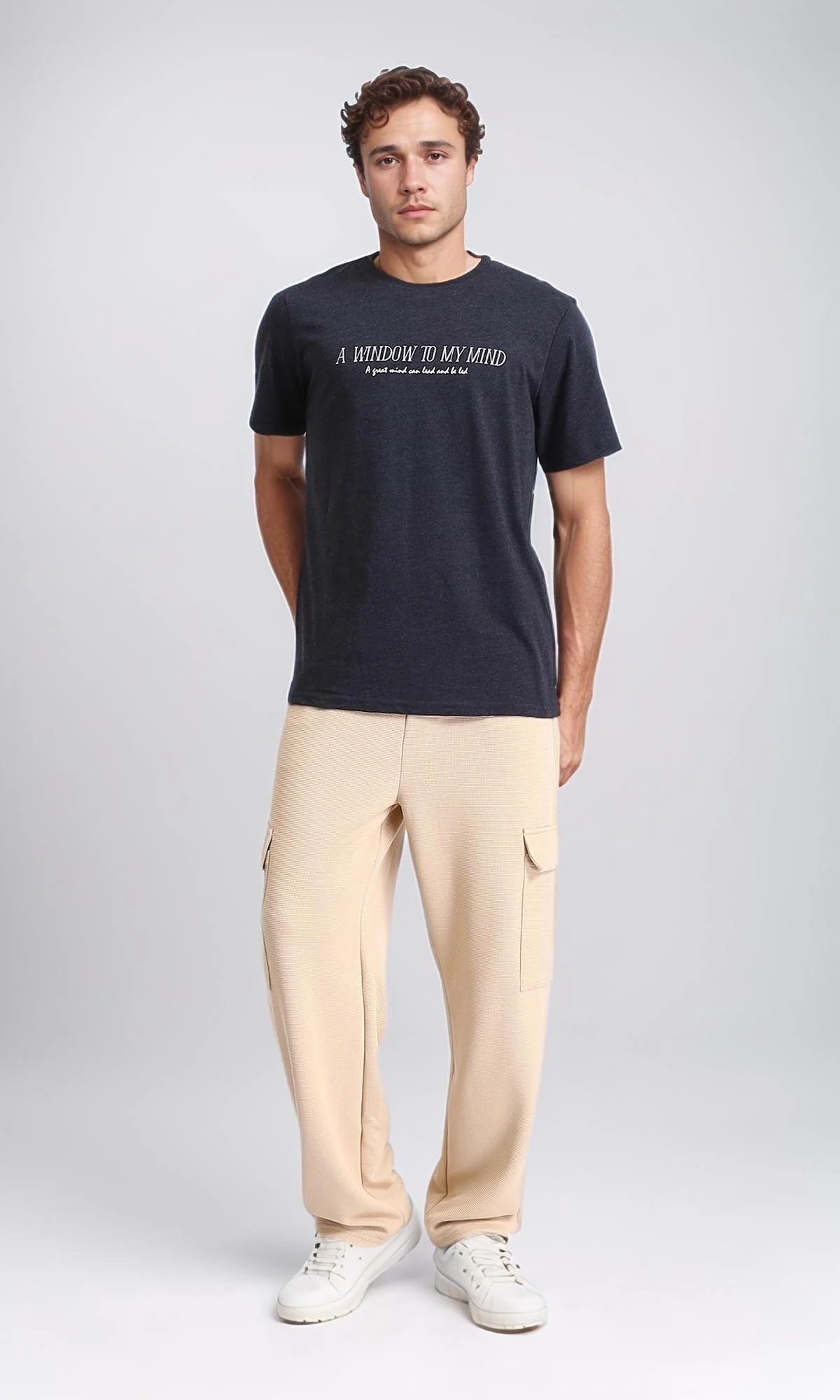 R208584 - Regular Fit Printed Slip On Tee - Heather Charcoal - Image 4