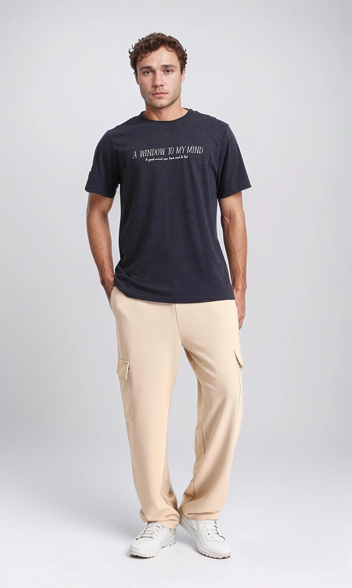 R208584 - Regular Fit Printed Slip On Tee - Heather Charcoal - Image 5