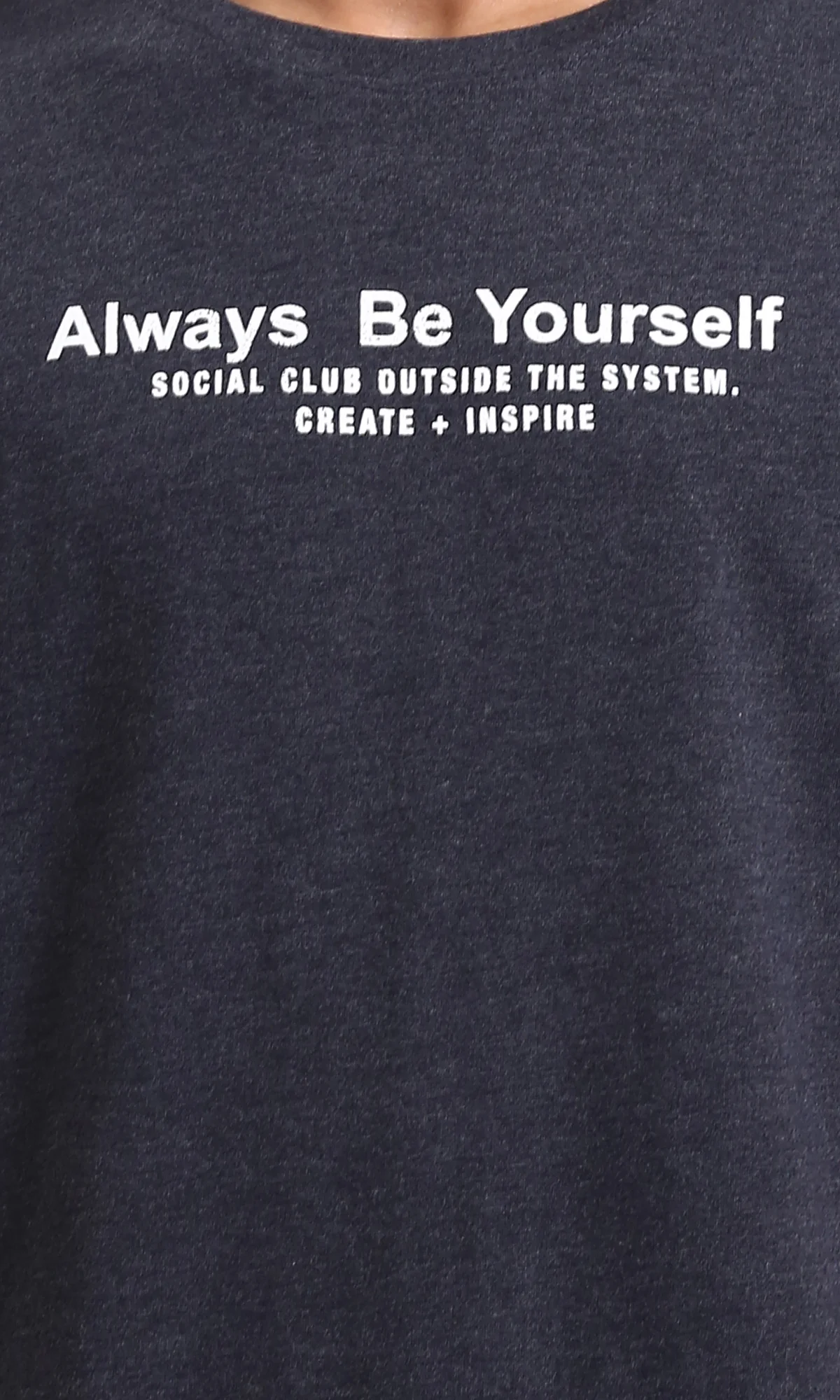 R208587 - "Always Be Yourself" Slip On Tee - Heather Charcoal - Image 3