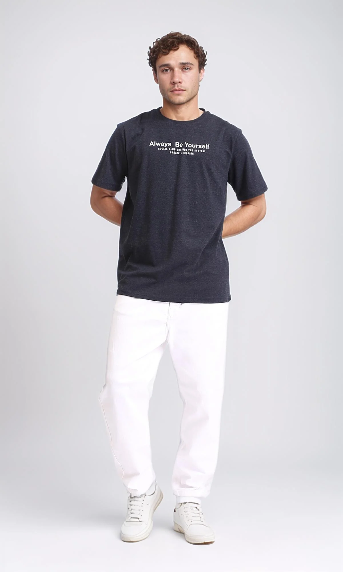 R208587 - "Always Be Yourself" Slip On Tee - Heather Charcoal - Image 5