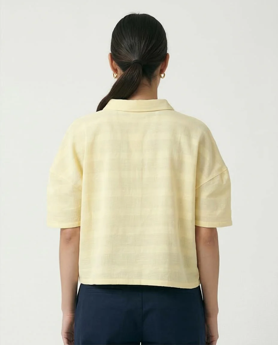 Ravin | Women’s Textured Leno-Weave Boxy Shirt – Pale Yellow - R208597 - Image 2
