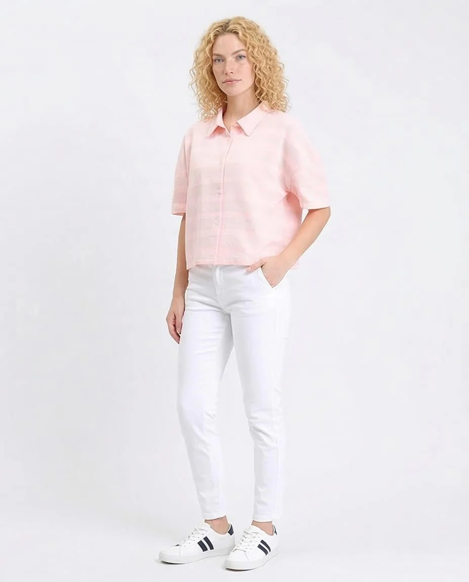 Ravin | Women’s Boxy Pastel Slub-Stripe Shirt - Light Simon - R208598 - Image 5