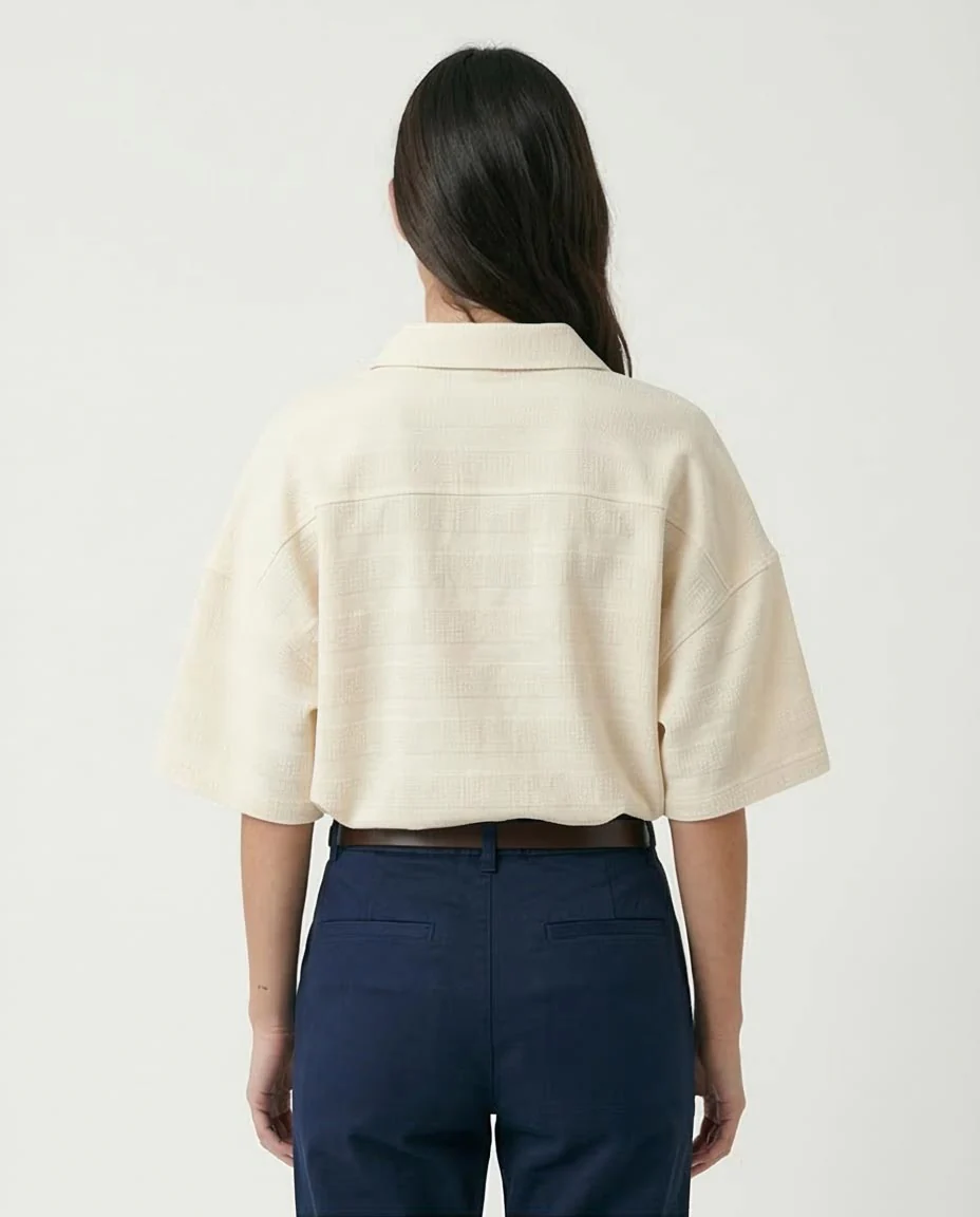 Ravin Women’s Textured Seersucker Boxy Short-Sleeve Shirt - Off-White - R208599 - Image 2
