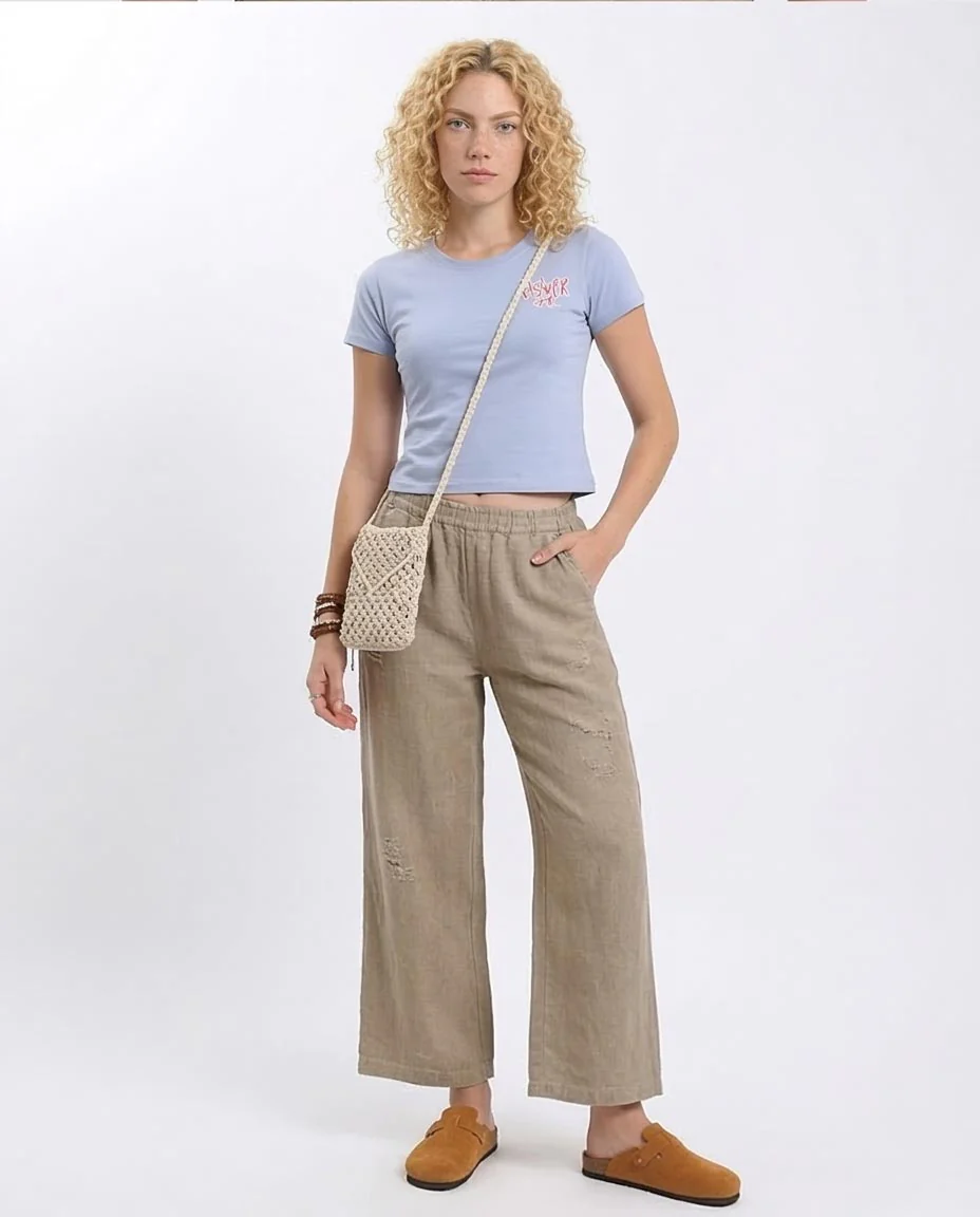 Ravin Women's "Flower Girl" Cropped Graphic T-Shirt - Periwinkle Blue - R208602 - Image 5