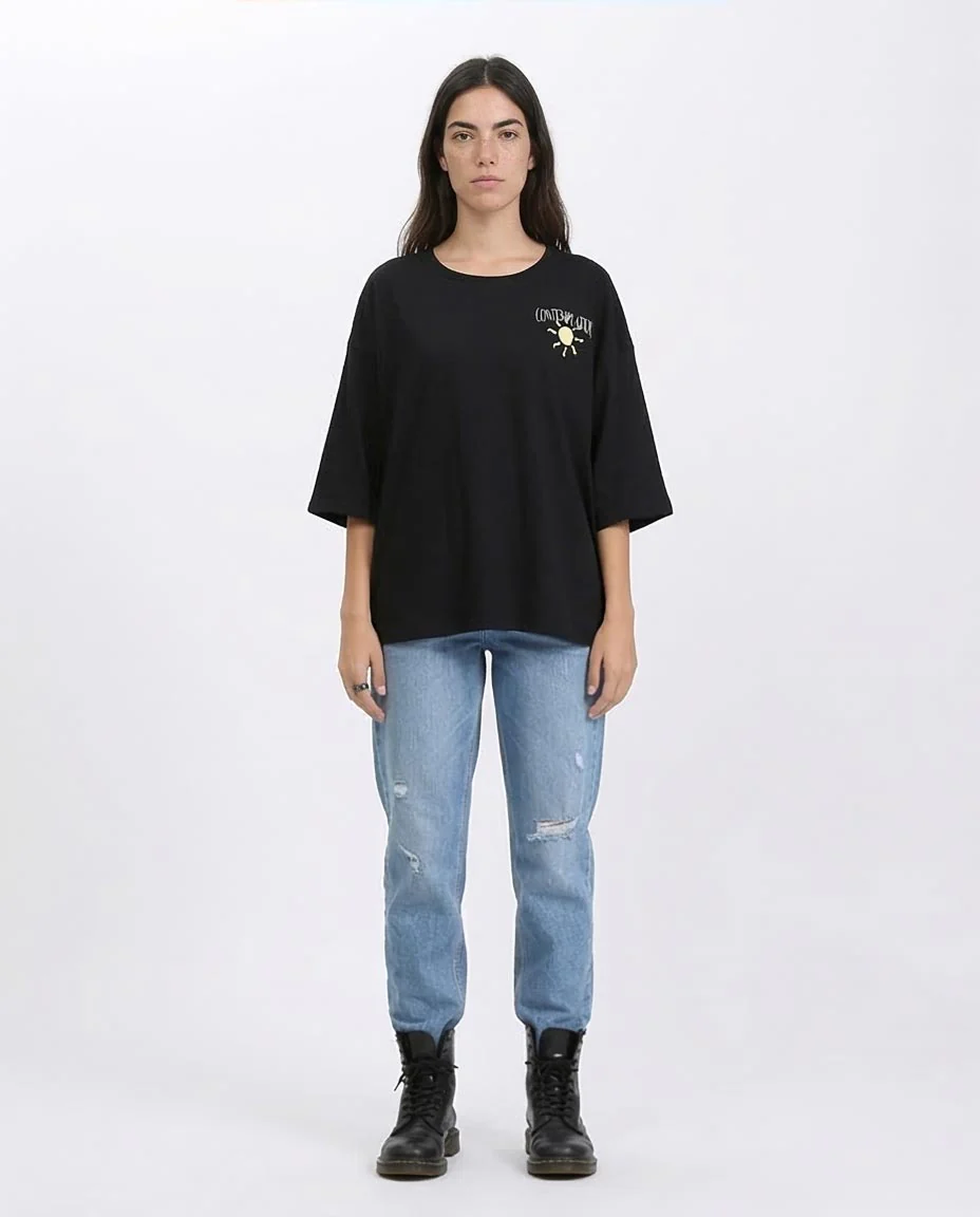 Ravin Oversized "Contemplation" Graphic T-Shirt – Black - R208607 - Image 3