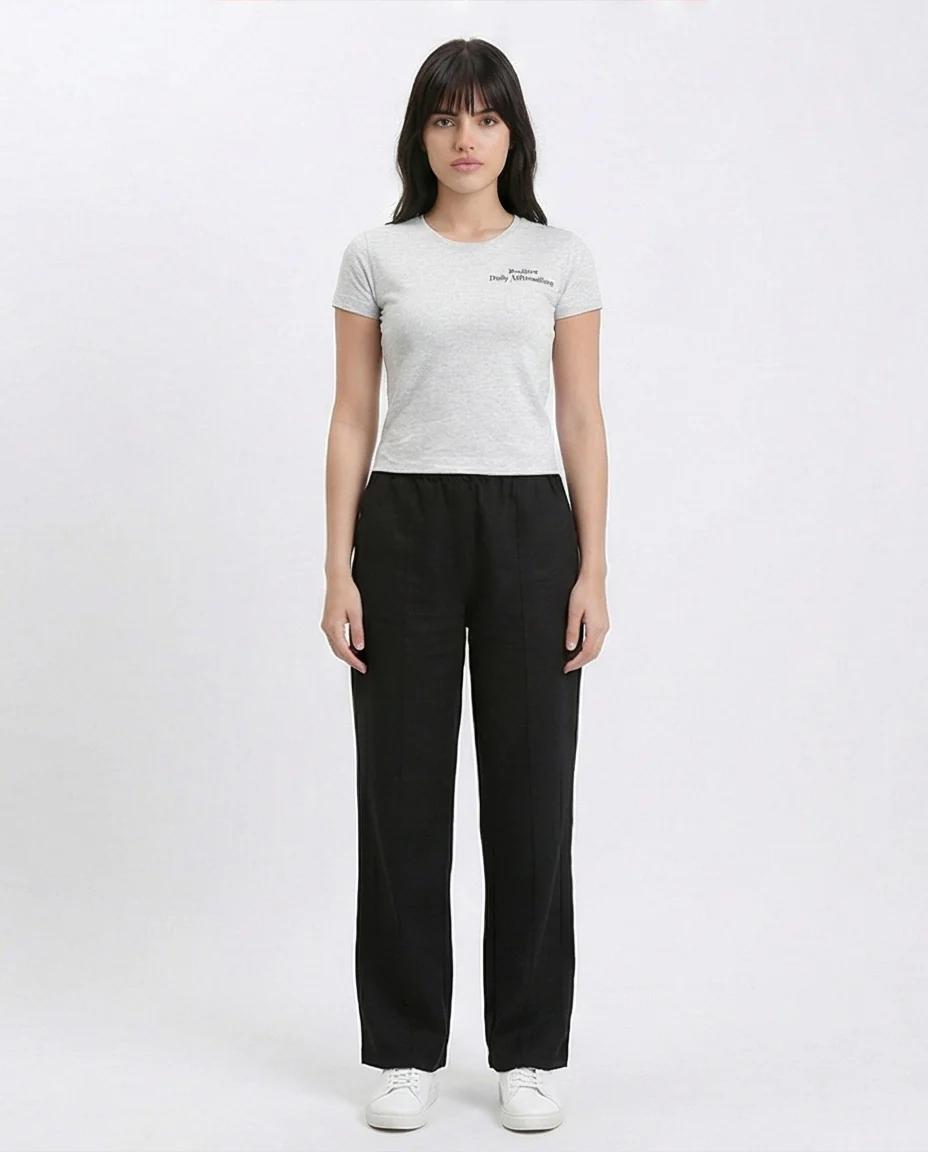 R208609 - Crew Neck Printed Cotton Short Tee - Heather Grey - Image 3