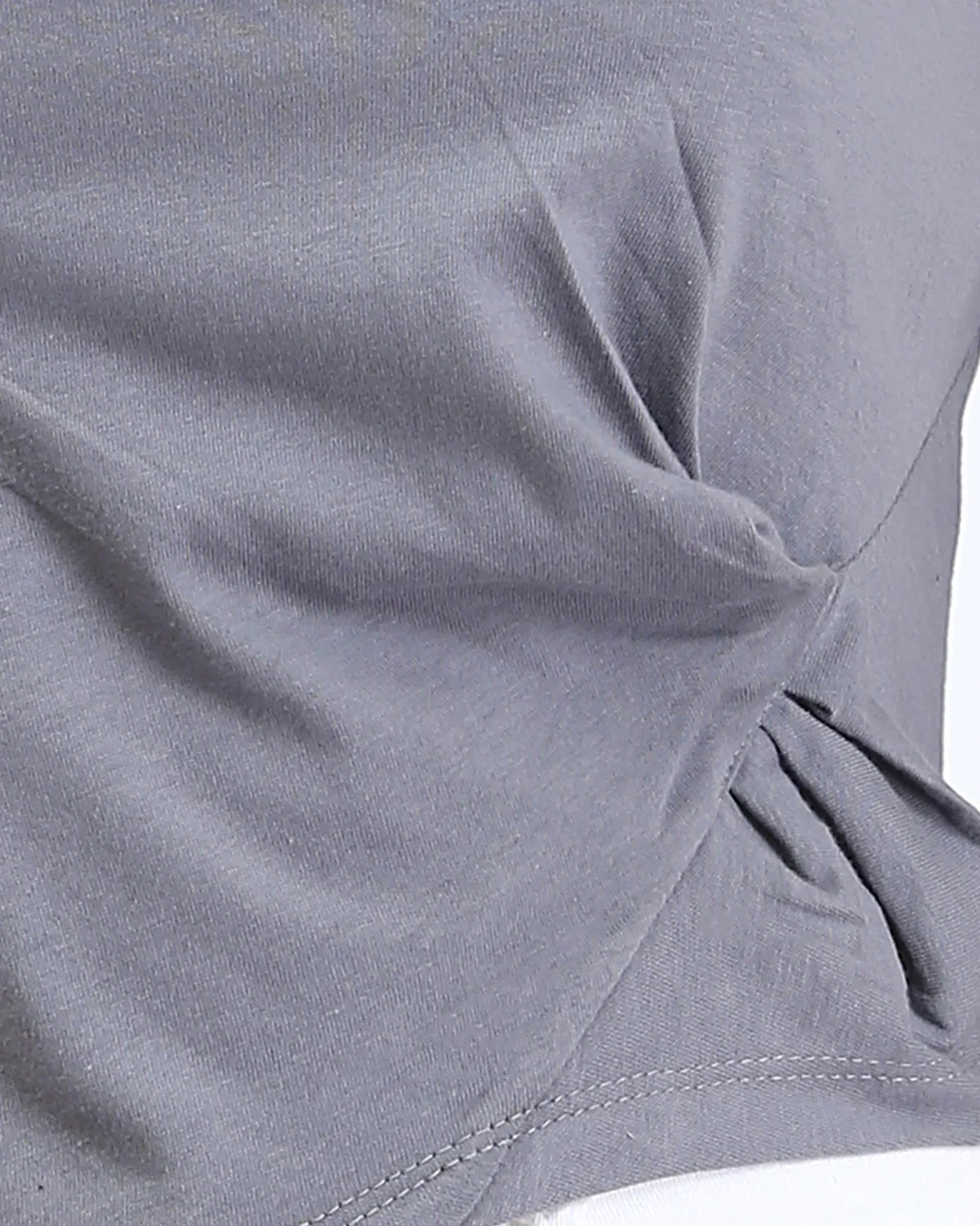 Ravin Women's Charcoal Grey Asymmetrical Twist-Front Crew Neck T-Shirt - Grey - R208610 - Image 4